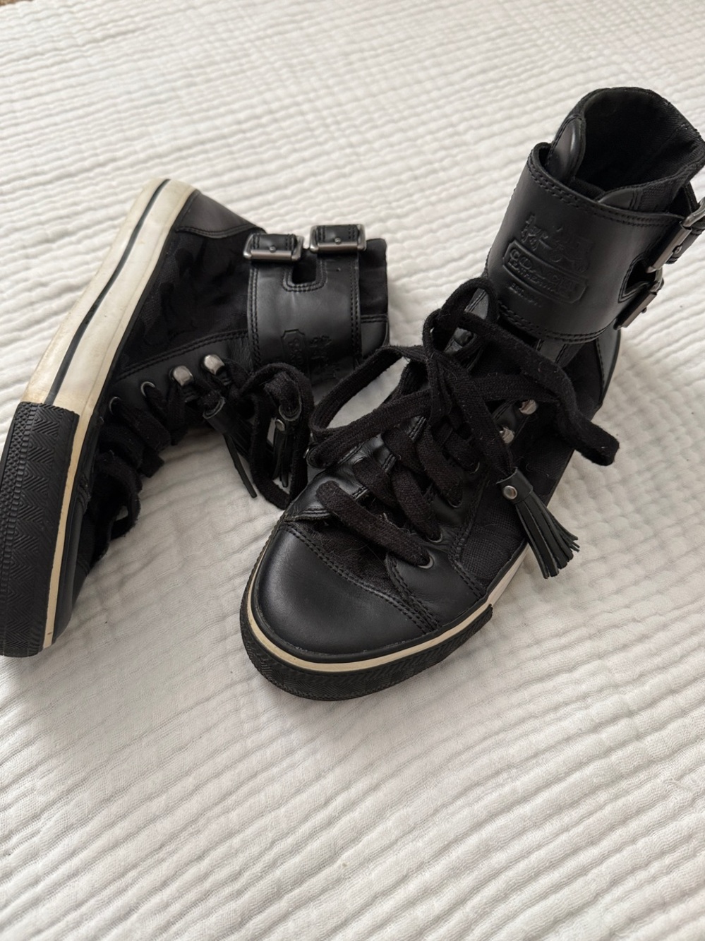 Coach Black High-Top Sneakers with Tassel and Buckle - Picture 3 of 8